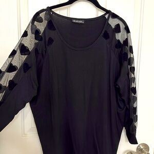 Milan Kiss Women's Dolman Sleeves Hearts Blouse Size SMALL